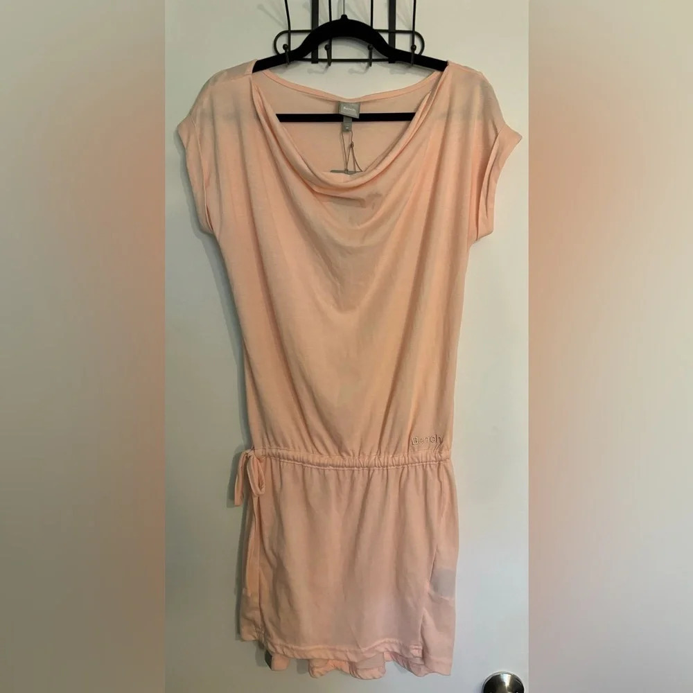 NWT Bench Womens Lightweight Peach "Twosided" Mini Dress Sz Med Cinch Waist Swim